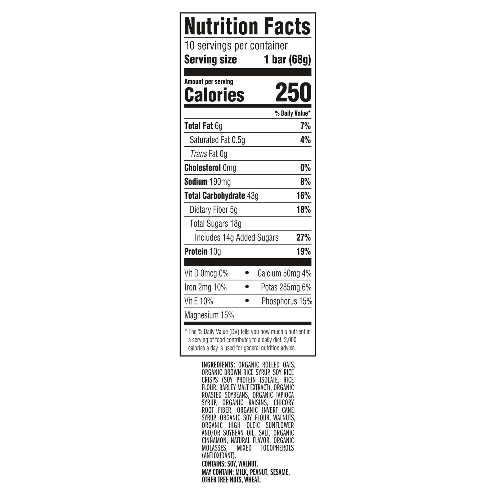 CLIF BAR – Energy Protein Bars – 10 Count (Pack of 1), Oatmeal Raisin Walnut