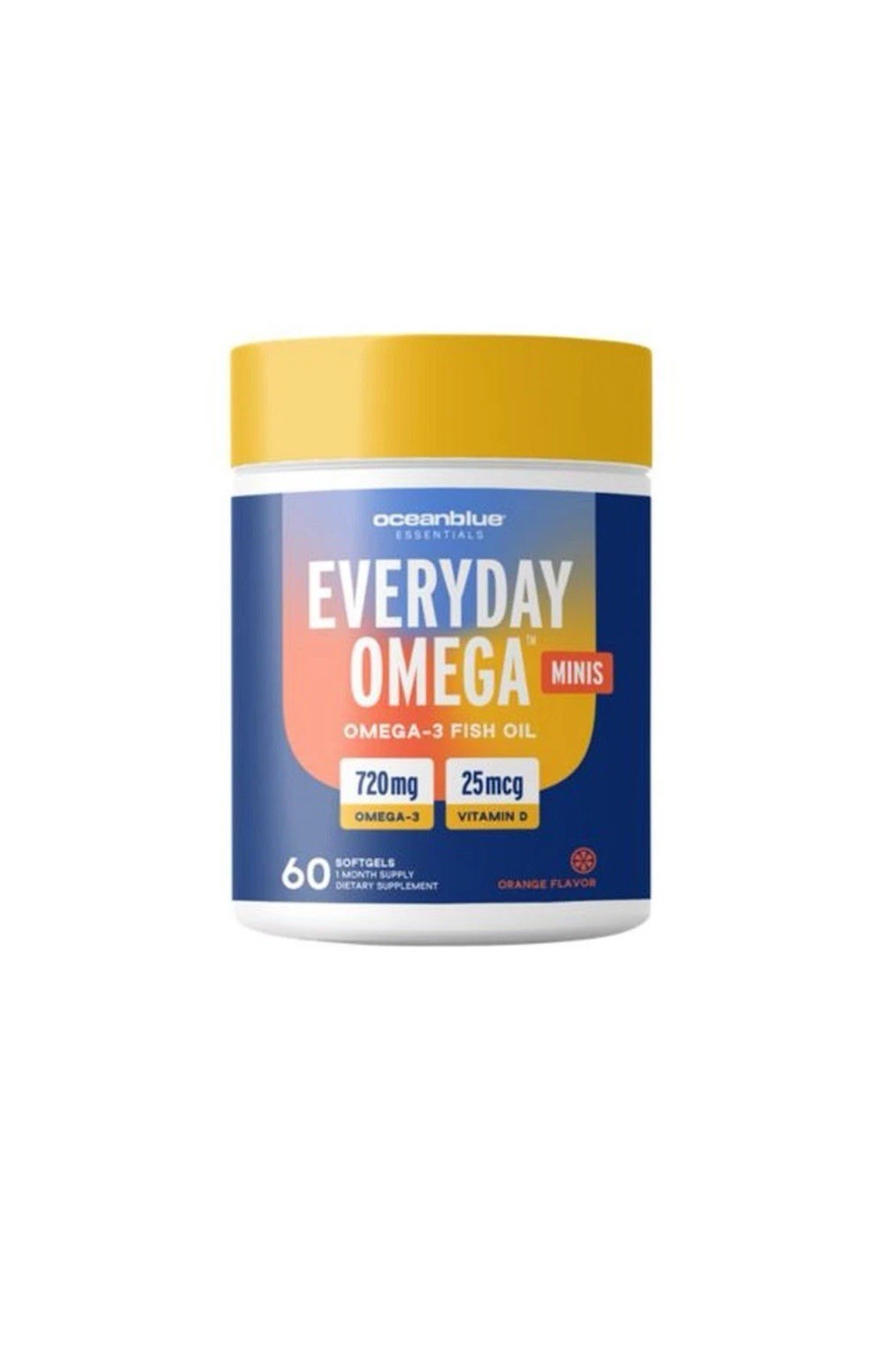 Everyday Omega-3 Fish Oil Minis – 720mg Omega-3 – Orange Flavor (60 Softgels)