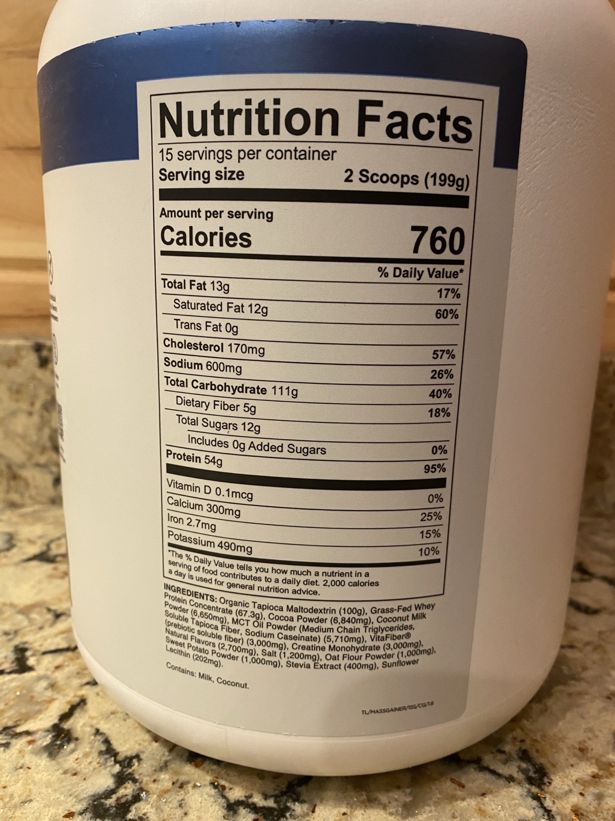 Transparent Labs Mass Gainer Chocolate Glaze 15 Servings 6.58lb