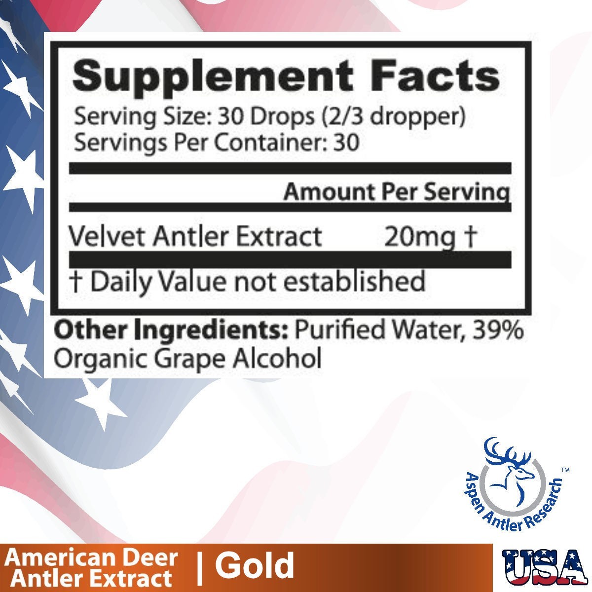 Deer Antler Velvet Extract IGF-1 Gold 20mgs 100% American Antler Velvet!