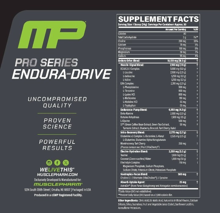 MusclePharm Pro Series Endura Drive Performance Hydration Muscle Support/SEALED!