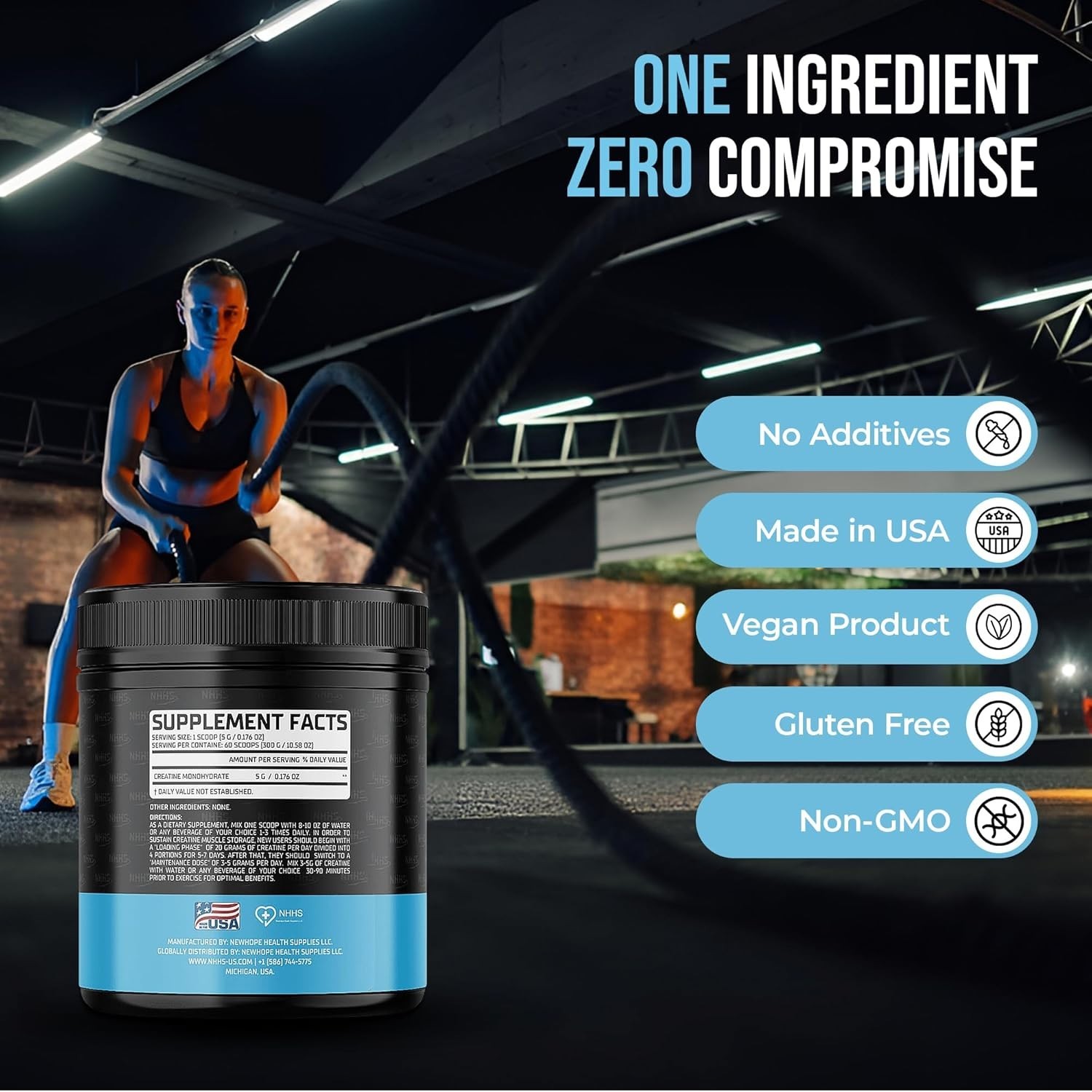 Micronized Creatine Monohydrate Powder, 60 Servings, 300g – Pure & Unflavored