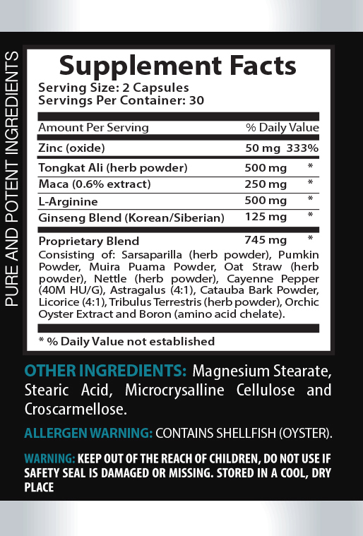 Male Enhancer – “Unleash Your Wolf” – Male Enlargement – 60 Capsules