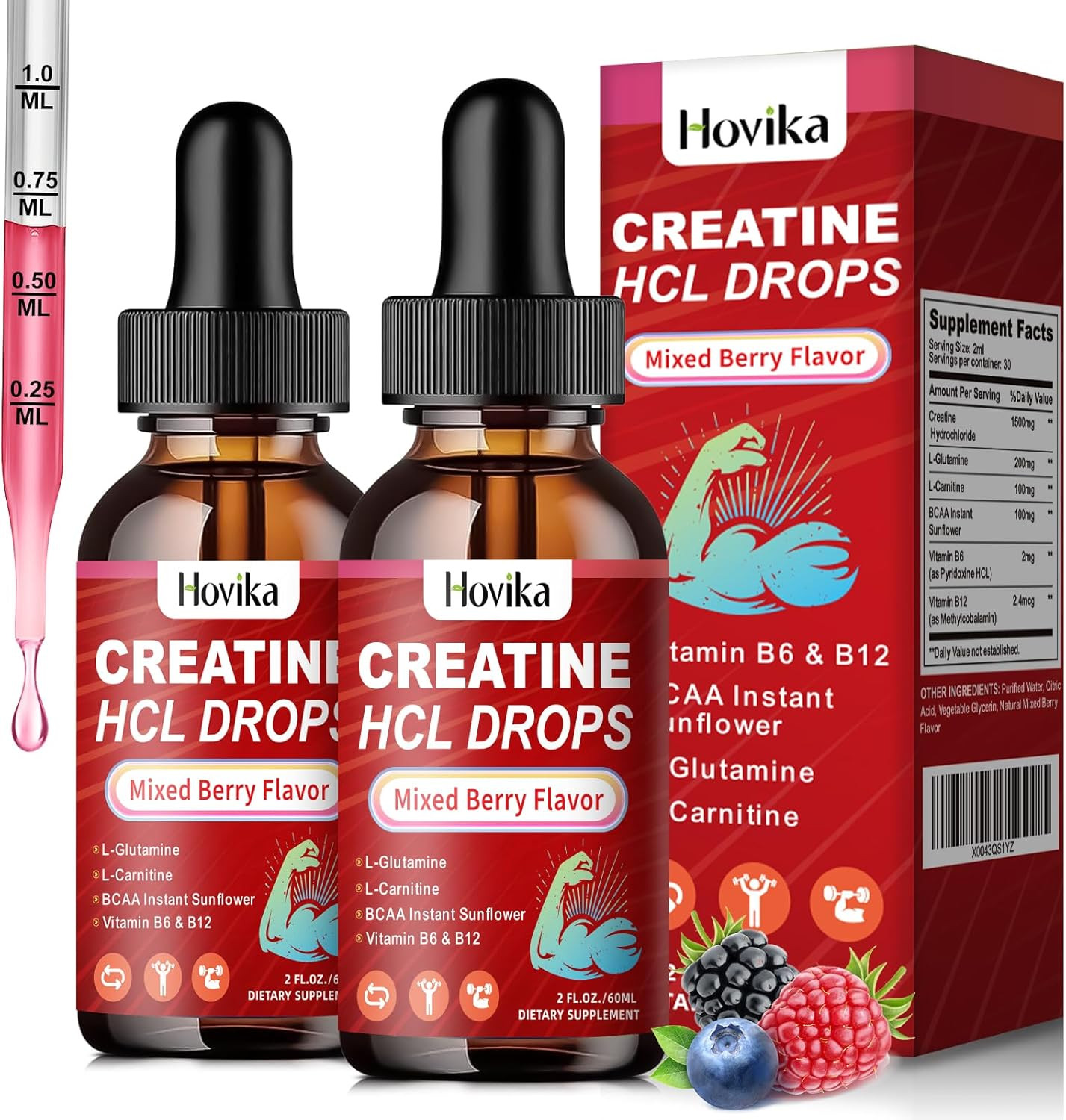 Creatine HCL Liquid Drops for Men & Women, Creatine Hydrochloride with L-Carniti