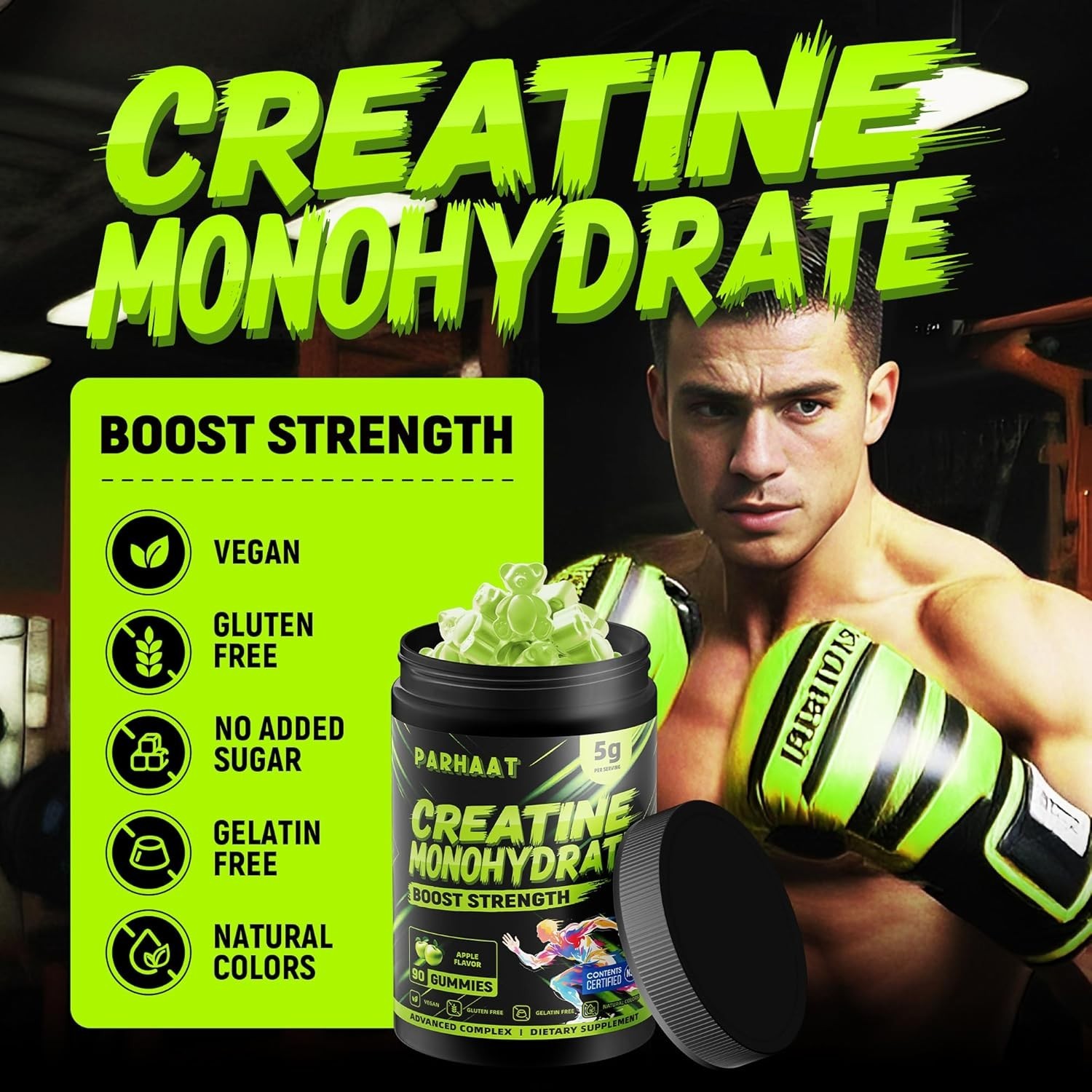 Parhaat NSF Certified Creatine Gummy – Creatine Monohydrate Gummies 5g