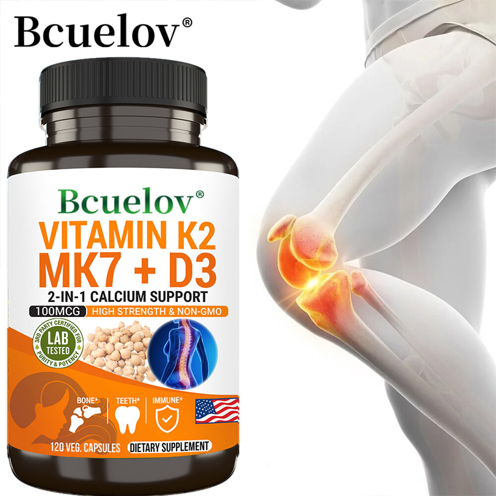 VITAMIN K2 MK7 + D3 2-IN-1 CALCIUM SUPPORT 100MCG HIGH STRENGTH & NON-GMO