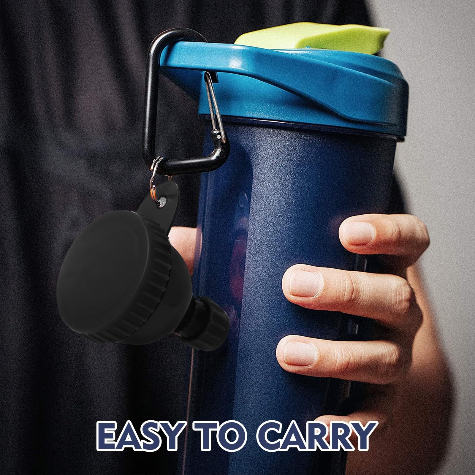 TEESSUE 2 Pcs Protein Powder Container, Portable 2*50ml, Black