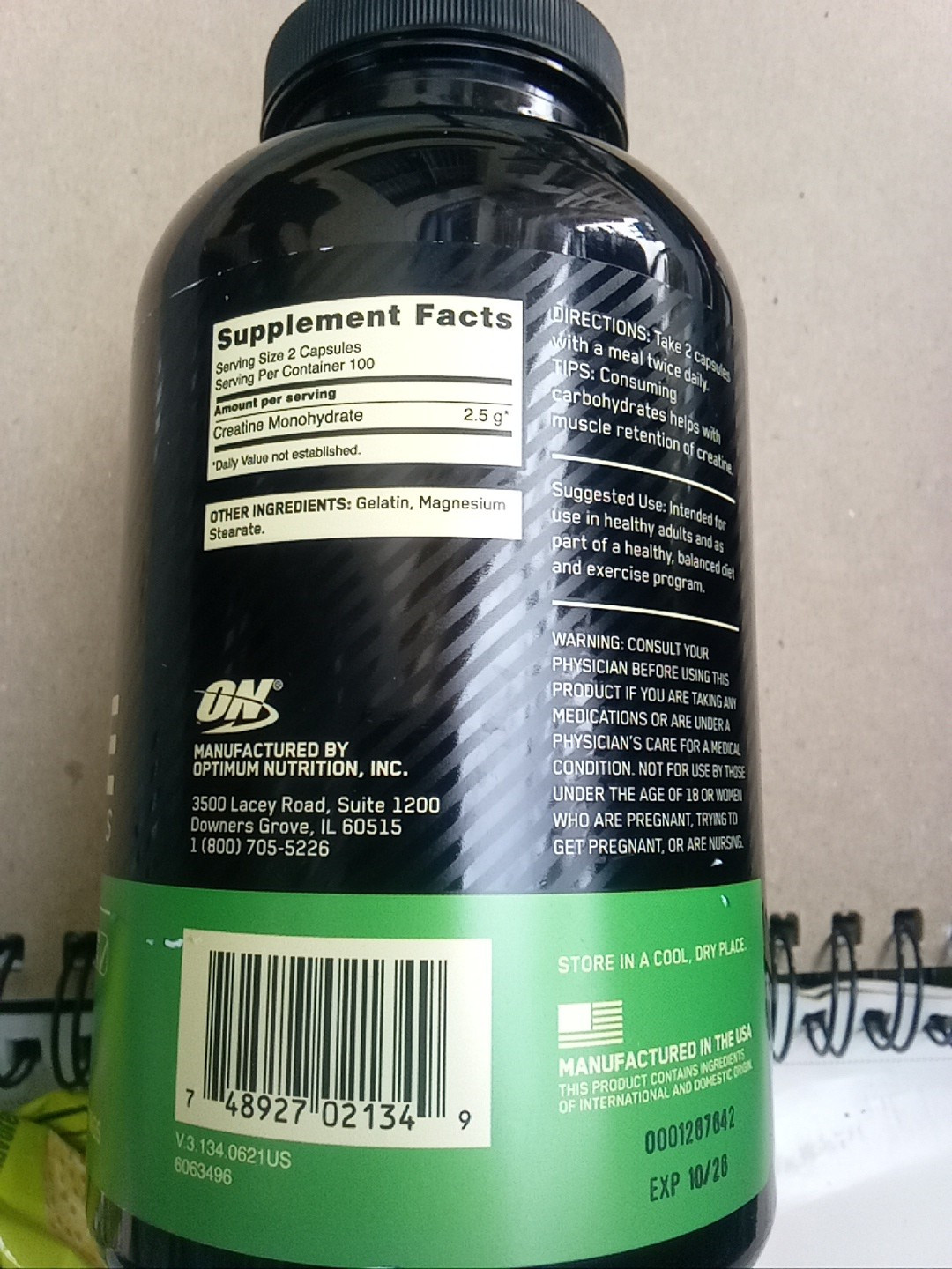 Optimum Nutrition Micronized Creatine – 100 Capsules