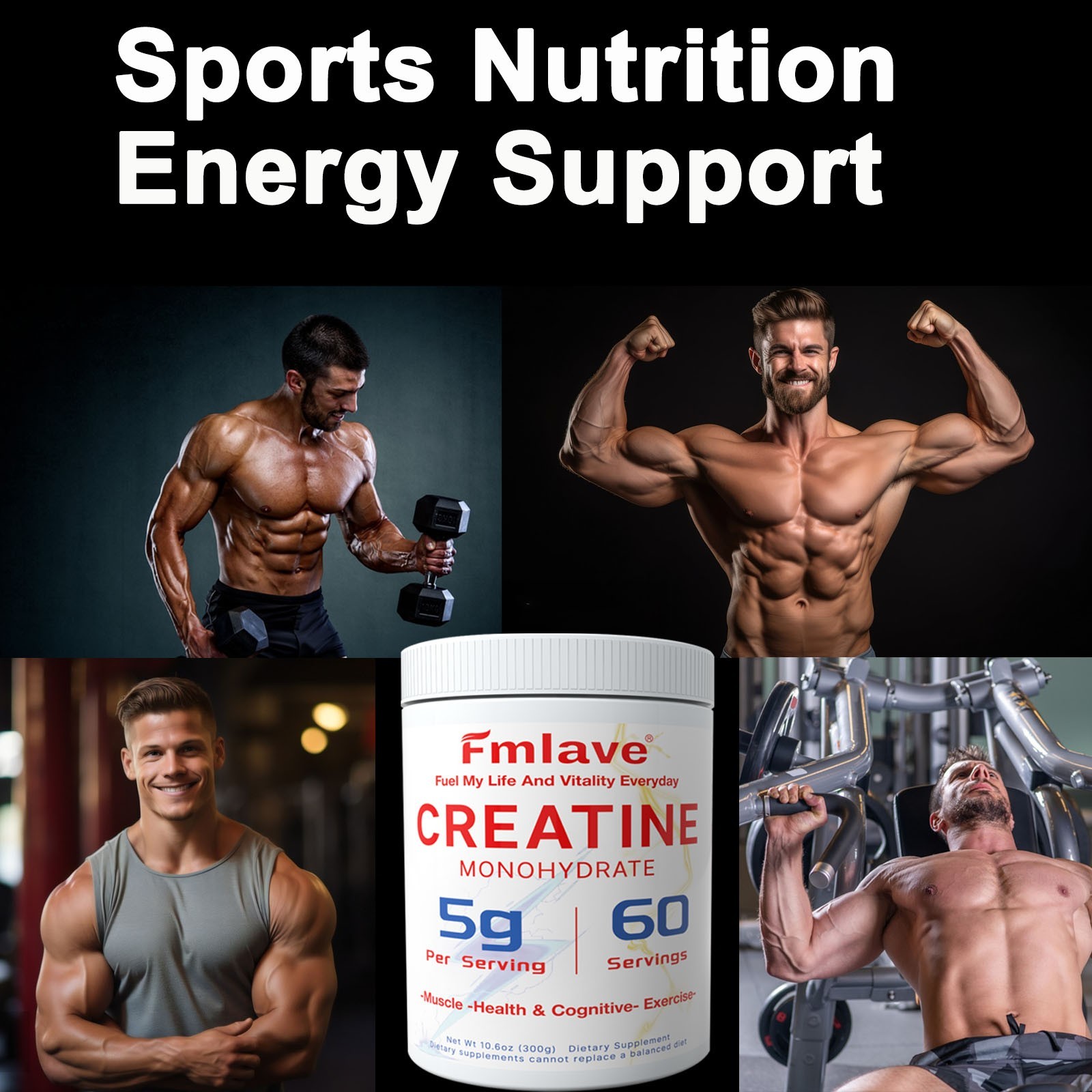 Unflavored CREATINE Monohydrate Powder Micronized For Men & Women 60 Servings