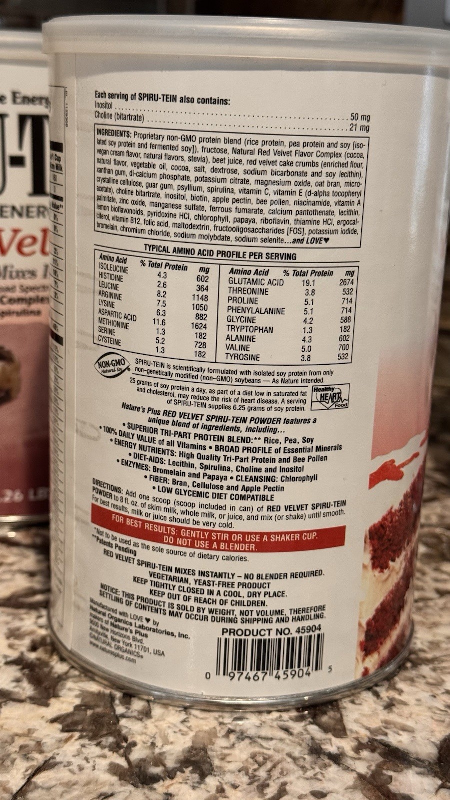 Nature’s Plus Spiru-tein Red Velvet High Protein Energy Meal 1.26 Lbs x 3packs