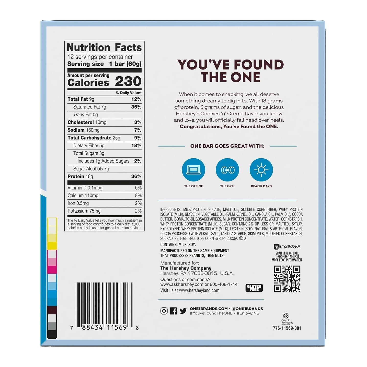 One Protein Bars Hersheys Cookies N Creme Gluten 18G Protein And 3G Sugar