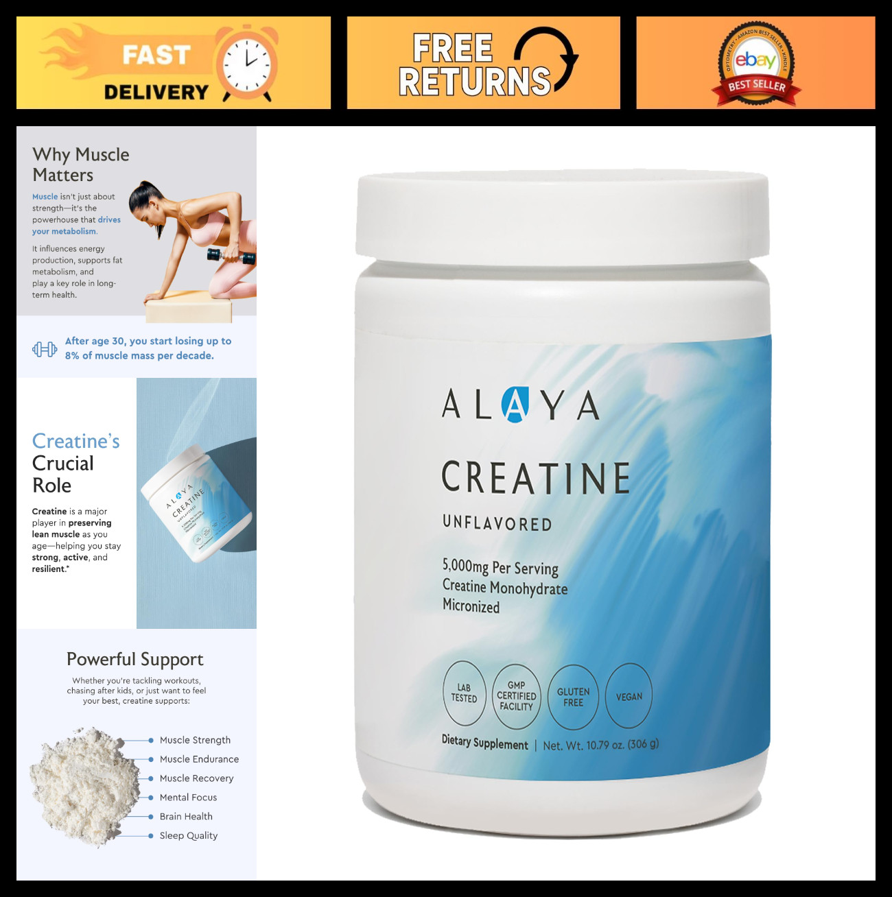 Vegan Micronized Creatine Monohydrate Powder – Non-GMO, Pure Muscle Fuel