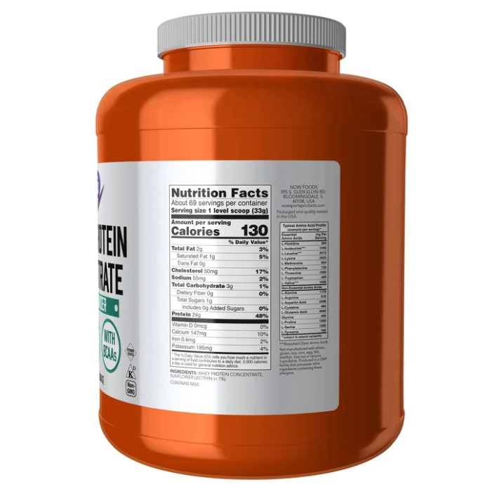 NOW Sports Nutrition, Whey Protein Concentrate, 24 G With BCAAs, Unflavored Powd