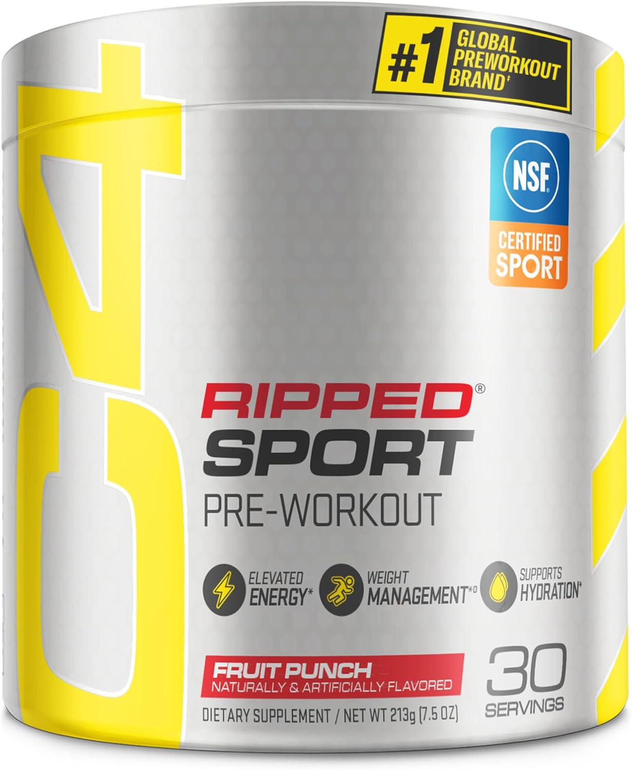 Ripped Sport Pre Workout Powder Fruit Punch – NSF Certified for Sport + Zero Sug