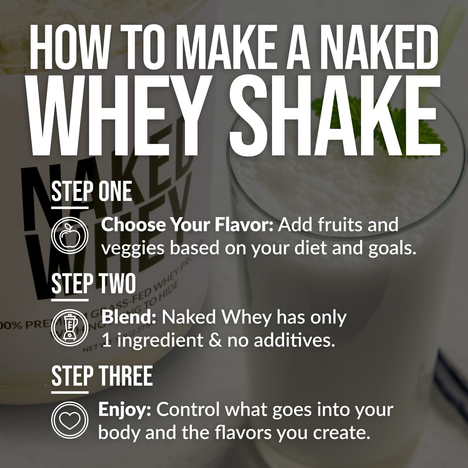 NAKED Whey 1Lb – Only 1 Ingredient, Grass Fed 1 Pound (Pack of 1)
