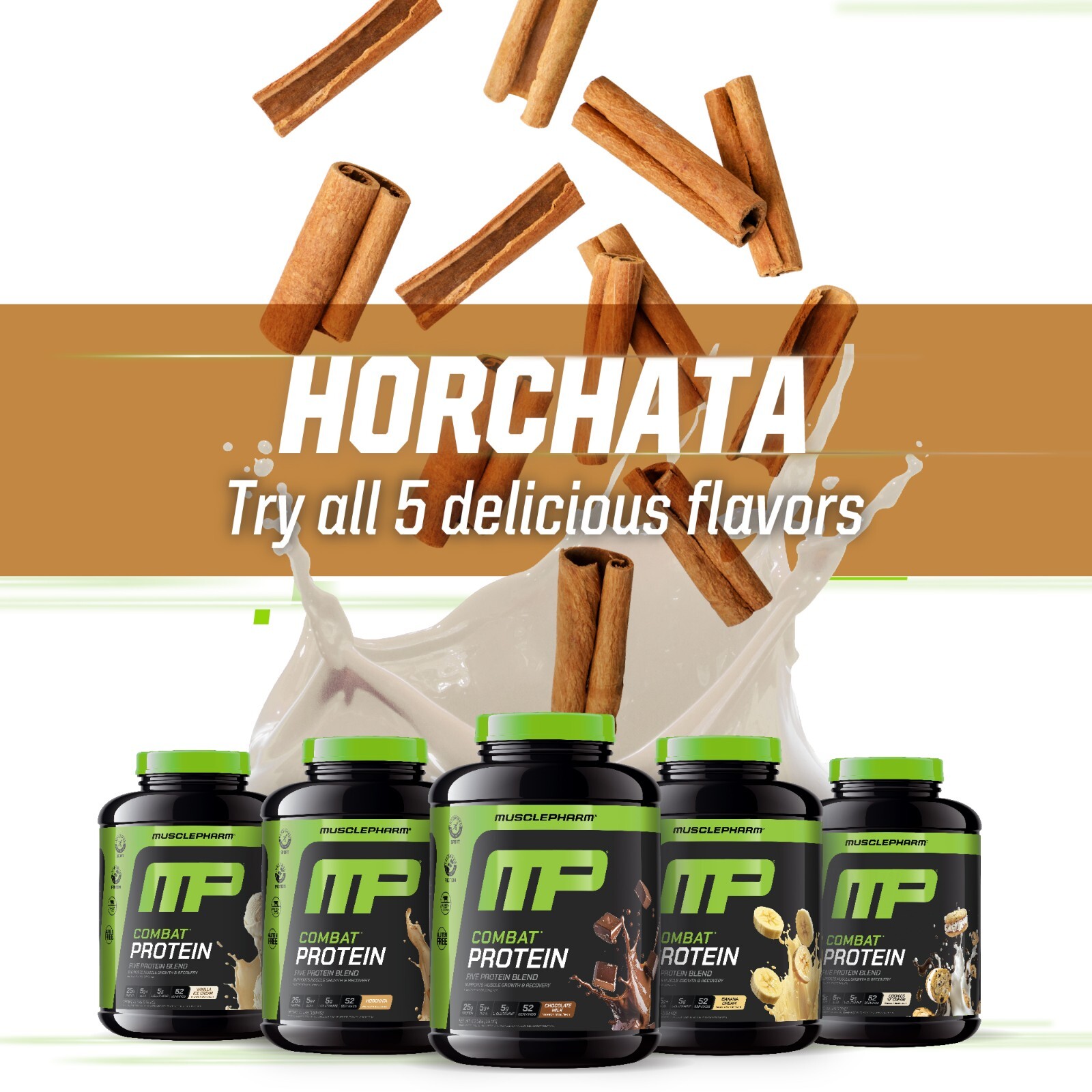 MusclePharm Combat Protein Powder – 4 lb, 52 Servings, Horchata Flavor