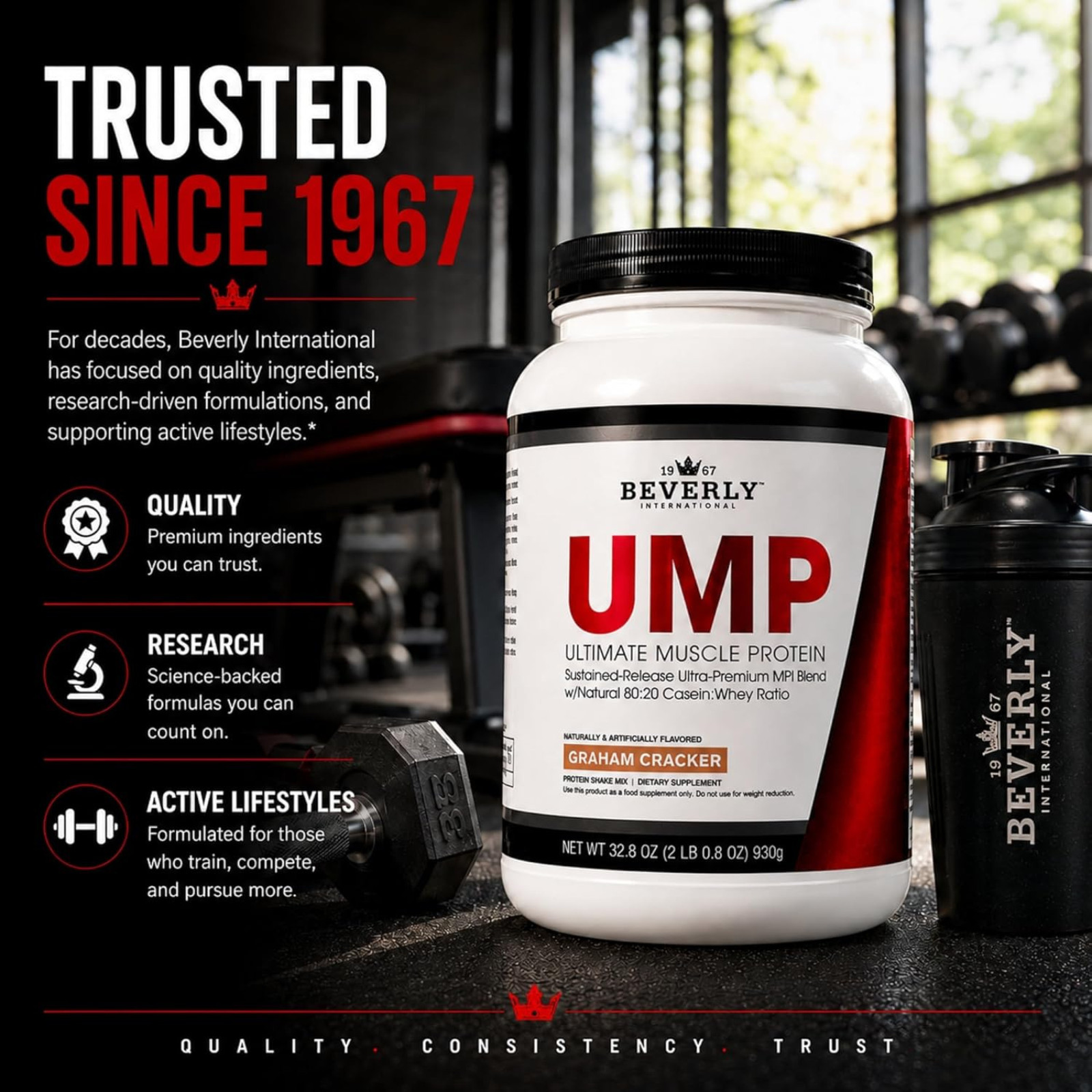 Beverly International UMP Ultimate Muscle Protein Powder Graham Cracker 930g 32o