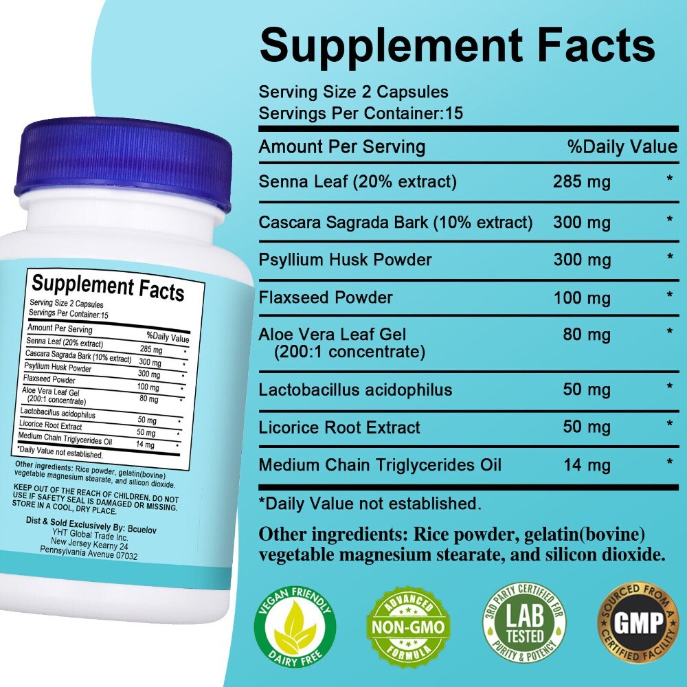 Advanced Slimming 15 Day Cleanse Colon Gut and Colon Support 30 Capsules New
