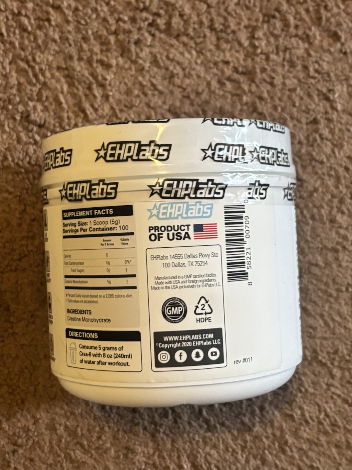 EHPlabs CREA-8 Creatine Monohydrate Powder Unflavored 17.6 oz (500g)