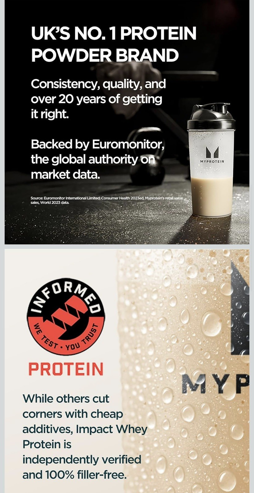 Myprotein Impact Whey Protein, 2.2 Lbs (40 Servings) Vanilla Ice Cream Flavor