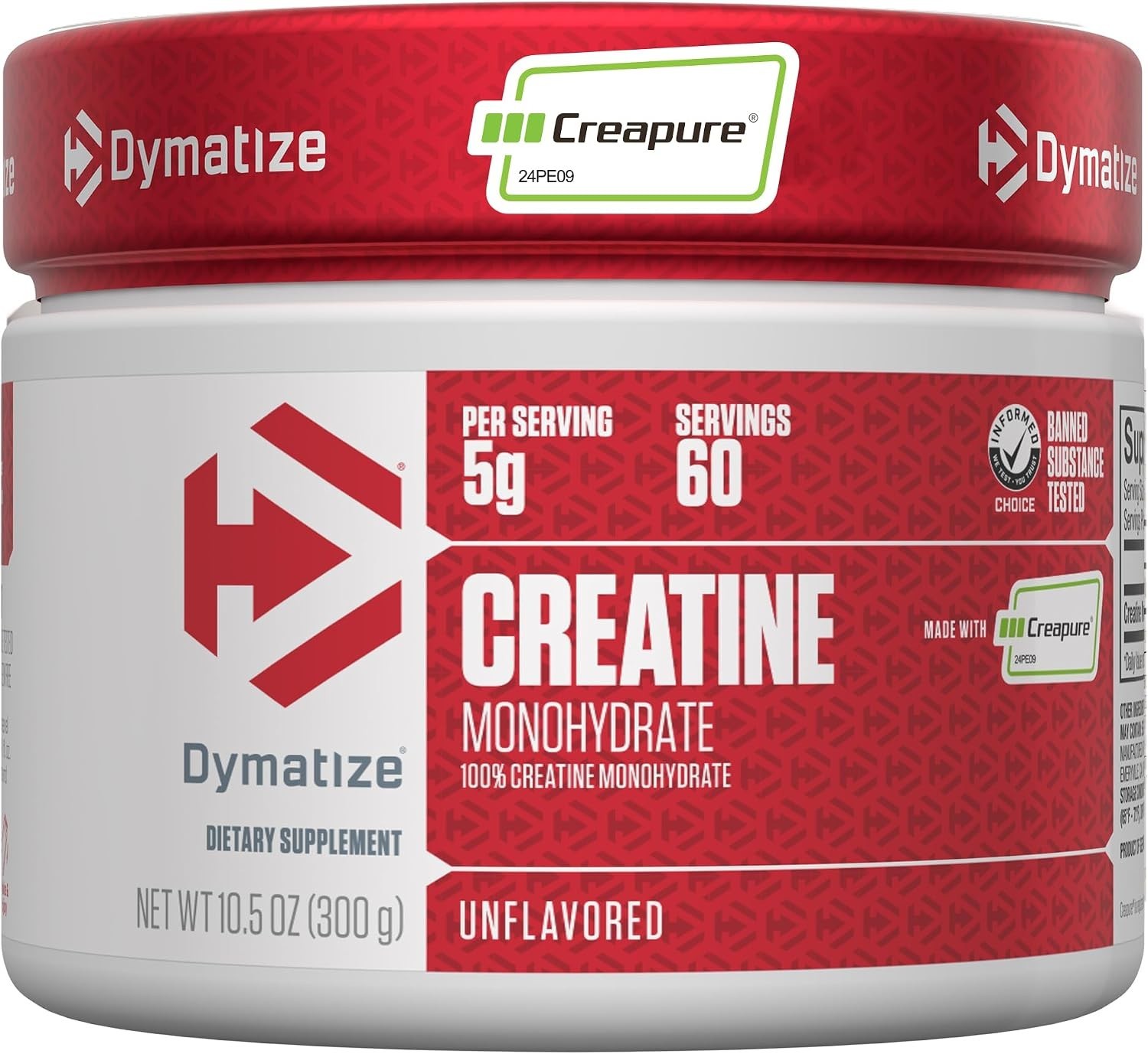 Dymatize Creatine Monohydrate Powder Creapure 300g 60 Servings Gluten Free