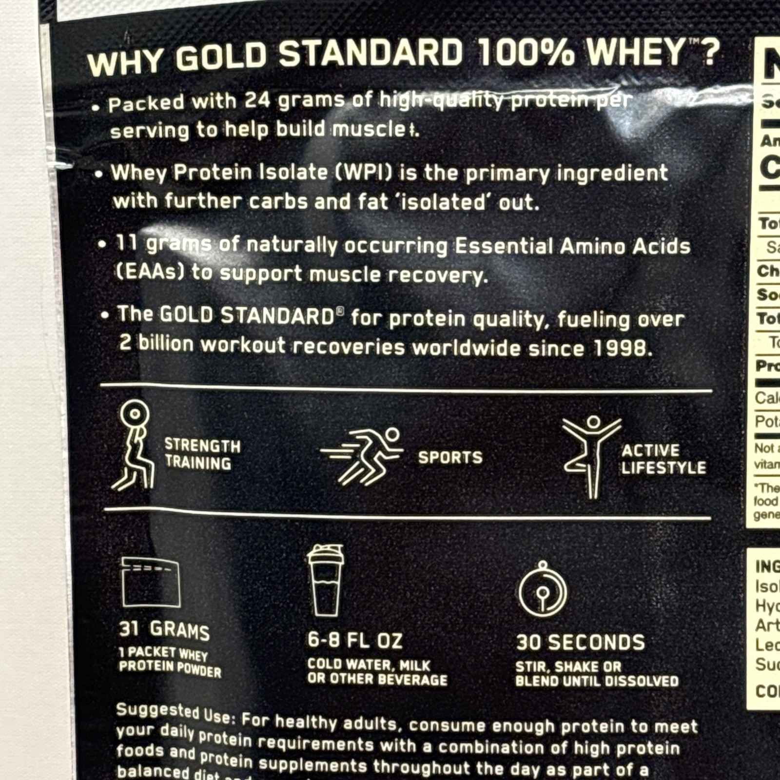 10X Optimum Nutrition Gold Standard 100% Whey Protein Powder 1 SERV VANILLA B95