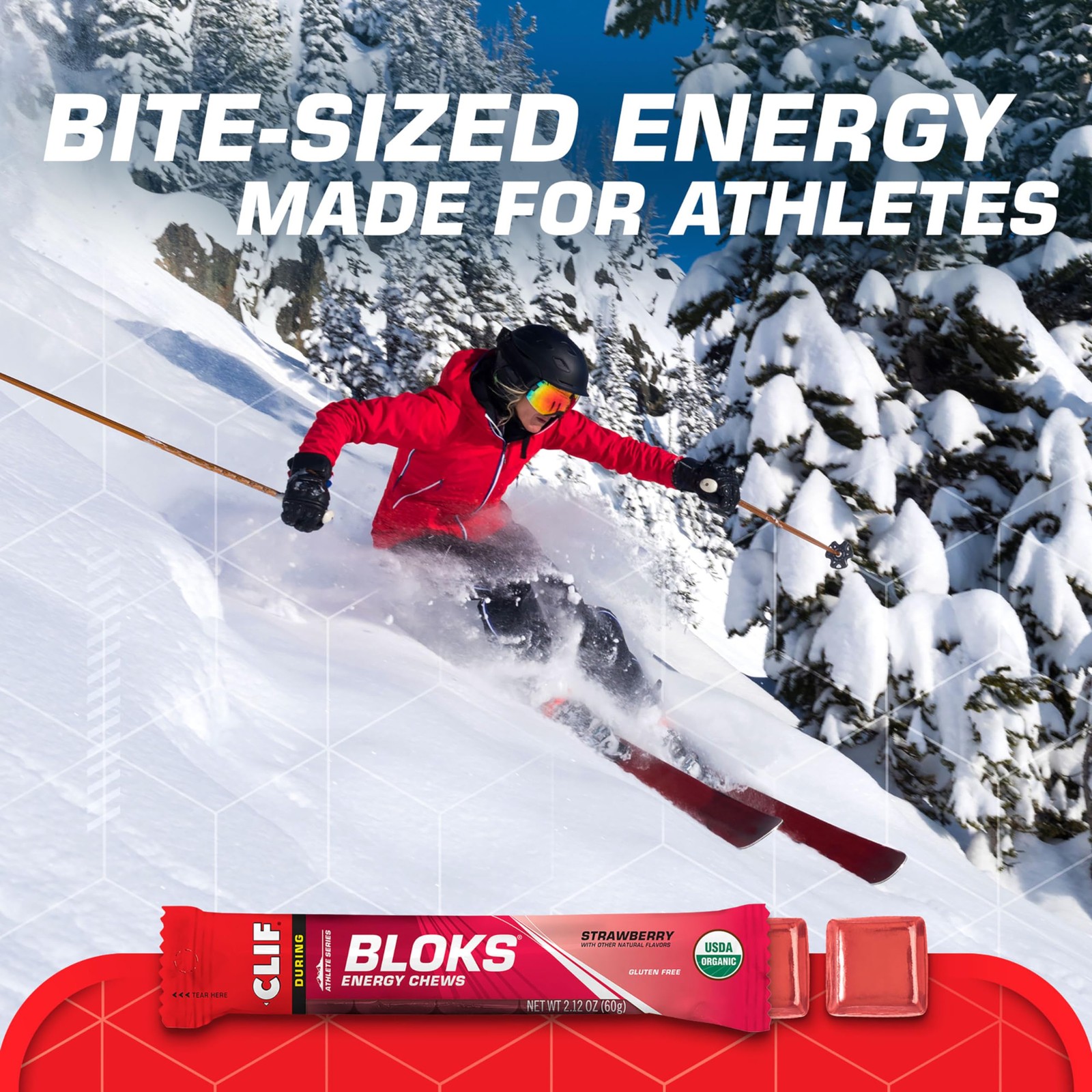 CLIF BLOKS – Strawberry Flavor – Energy 18 Count (Pack of 1),