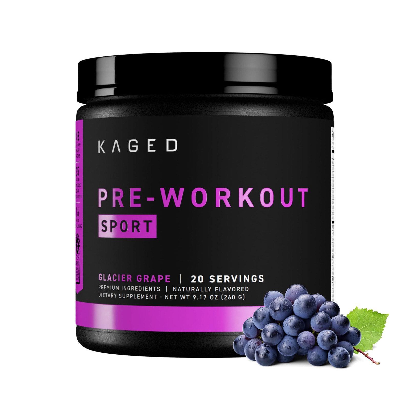 Kaged Sport Pre Workout Powder for Men & Women, 9.17 Ounce (Pack of 1), Black