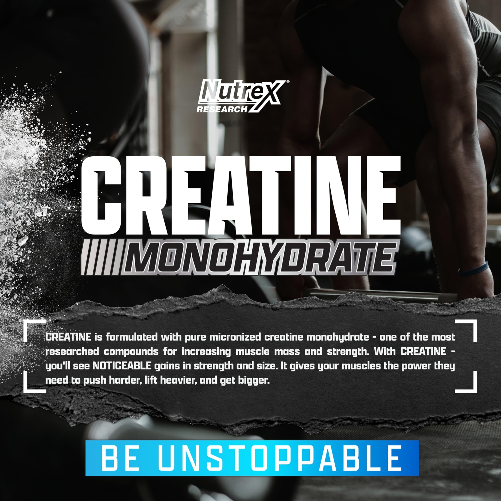 Creatine Monohydrate Powder 60 Servings Unflavored High Potency Muscle Support