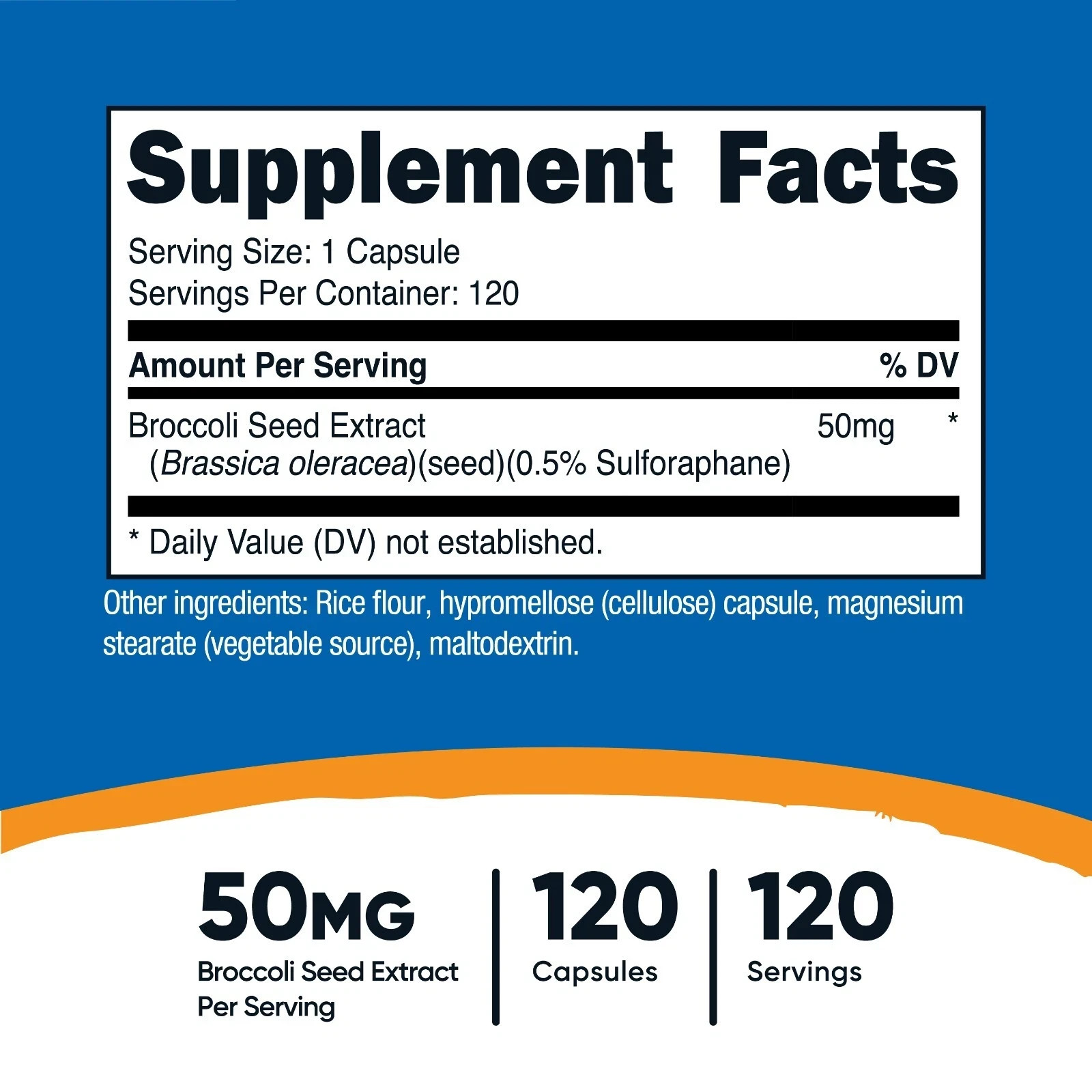 Nutricost Sulforaphane Glucosinolate (SGS) 50mg, 120caps – EXP 10/2028