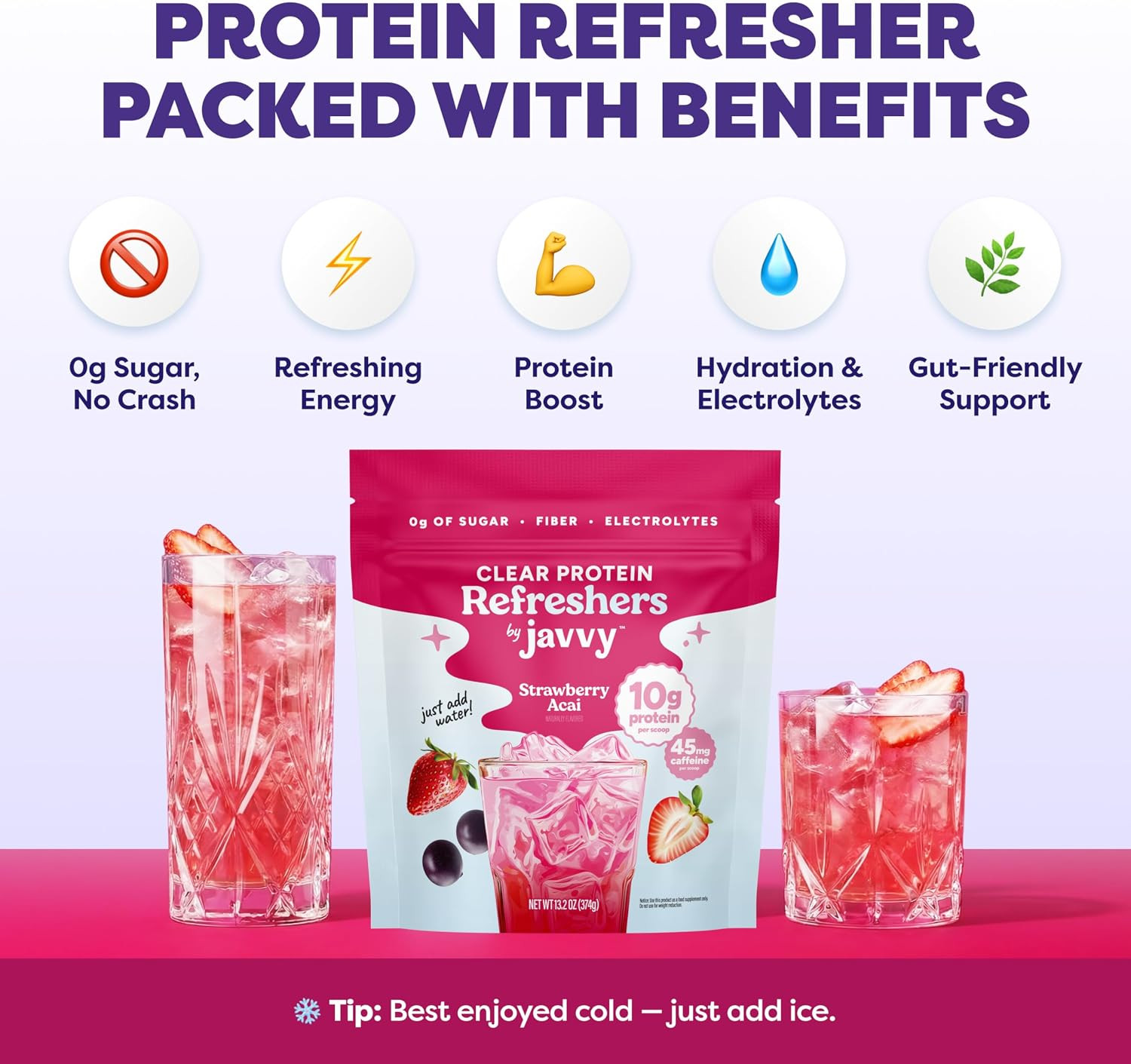 Clear Protein Powder with Clear Whey Protein, Strawberry Berry Acai | 10G Whey P