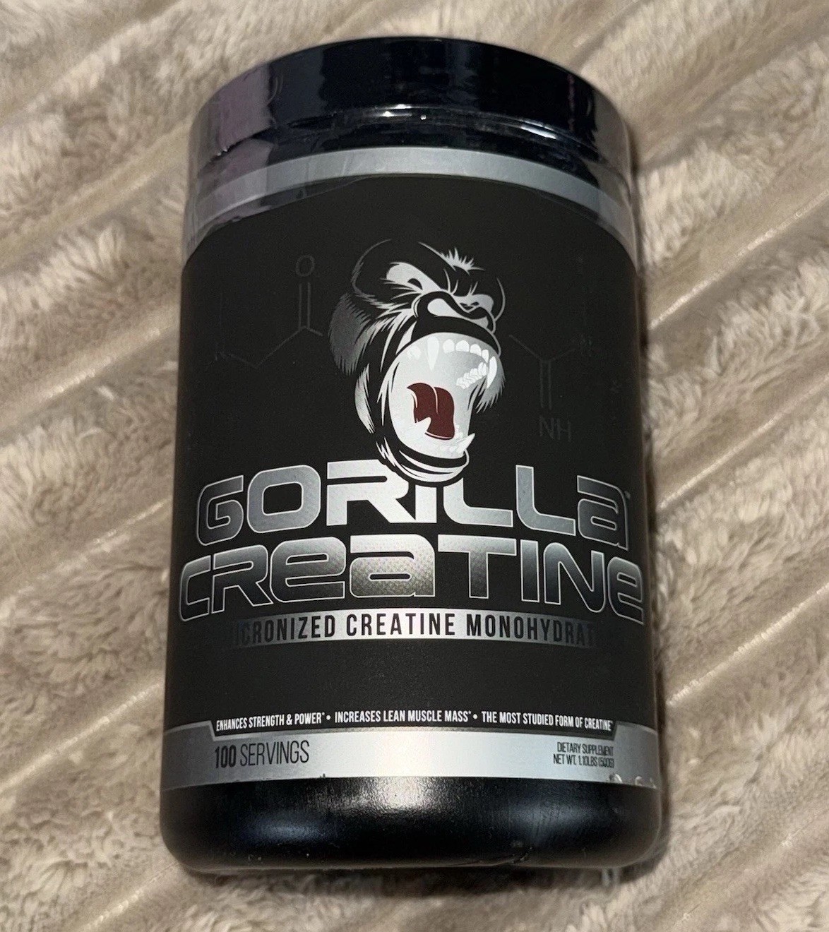 Gorilla Mind Micronized Creatine Monohydrate Powder Unflavored 100 Servings
