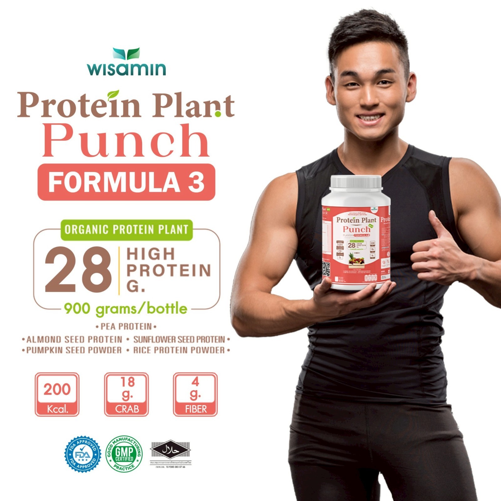 WISAMIN Plant Protein Punch Flavor F3 | 900g 2LB | Organic, Gluten-Free, Non-GMO