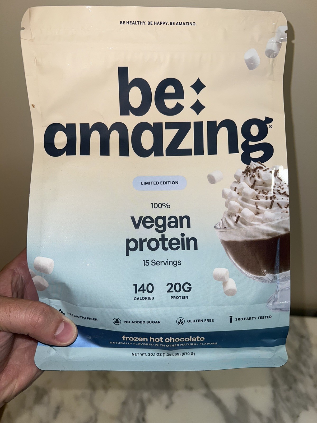 Be Amazing Vegan Plant-Based Protein Powder – Frozen Hot Chocolate – 15 Servings