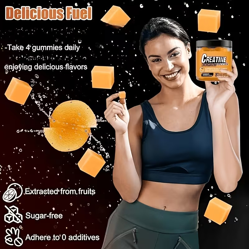 Creatine Monohydrate Gummies Orange Flavor No Additives Muscle Supplement