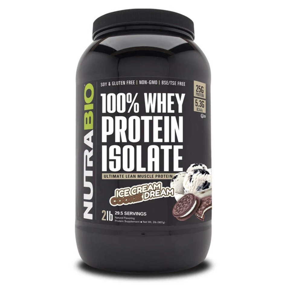 NutraBio Whey Protein Isolate 2lb ICE CREAM COOKIE DREAM (COOKIES N CREME)