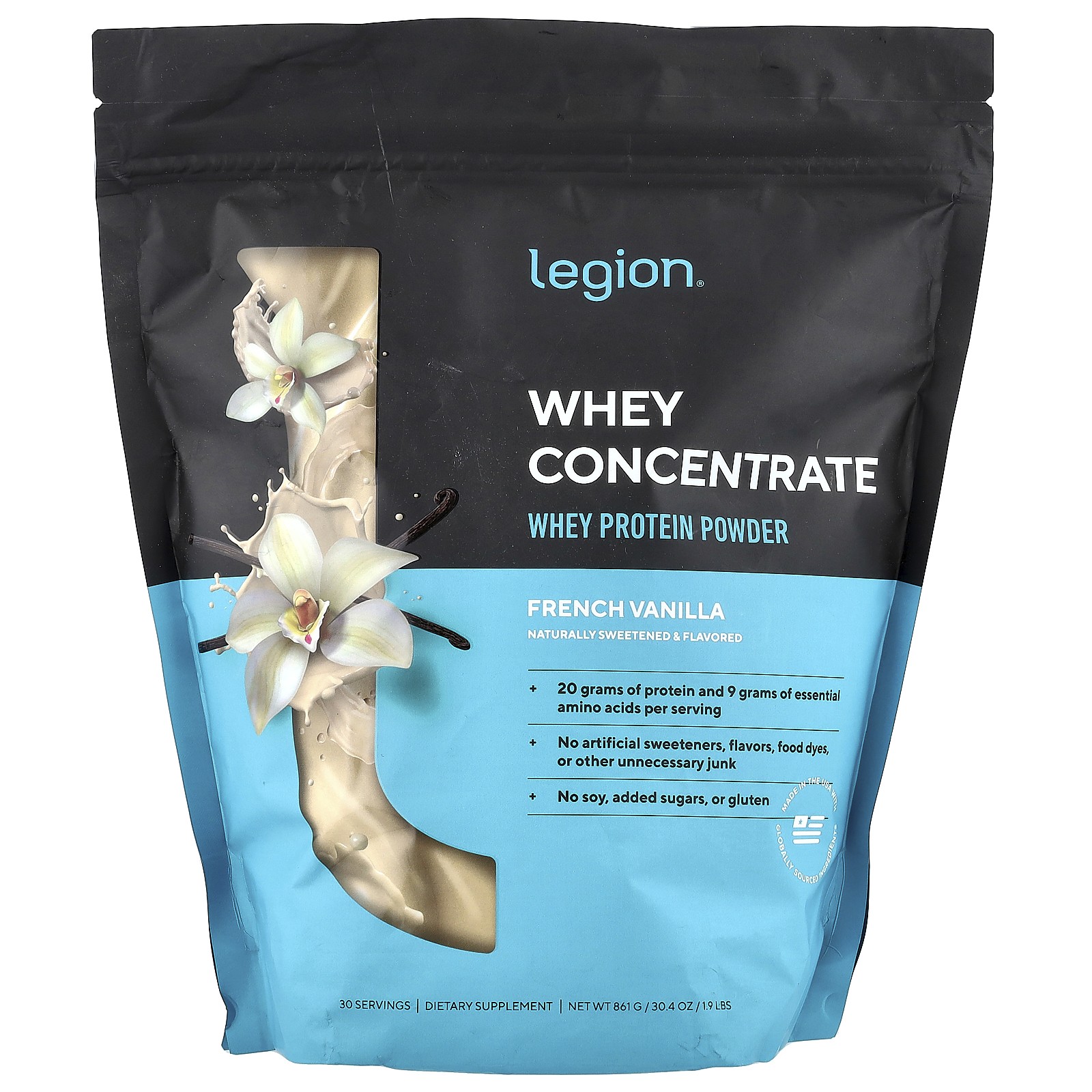 Whey Concentrate, Whey Protein Powder, French Vanilla, 1.9 lbs (861 g)