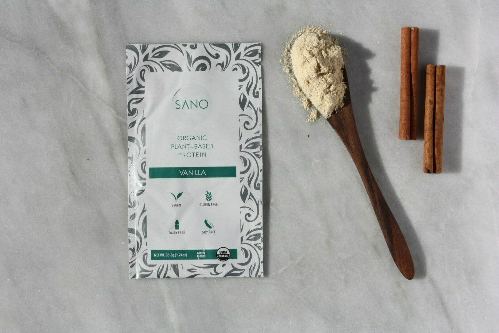 SANO Organic Vegan Plant-Based Protein Powder, Vanilla (14 Servings)