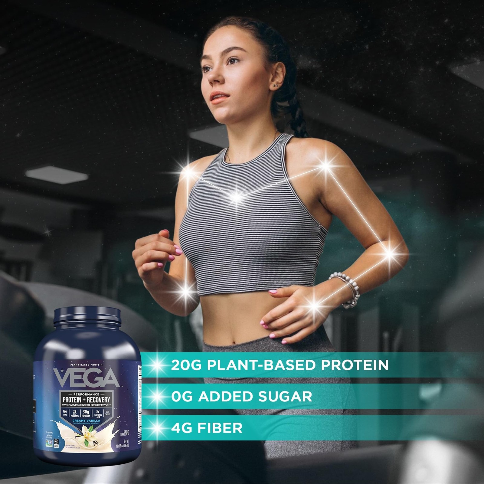 Vega Protein + Recovery, Vanilla – 30g Vegan Protein, Dairy & Gluten Free,