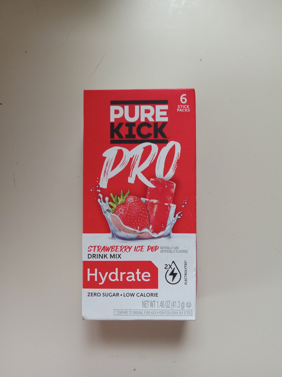 PURE KICK PRO Hydration Electrolyte Drink Mix, Strawberry Ice Pop, Includes 1 Bo