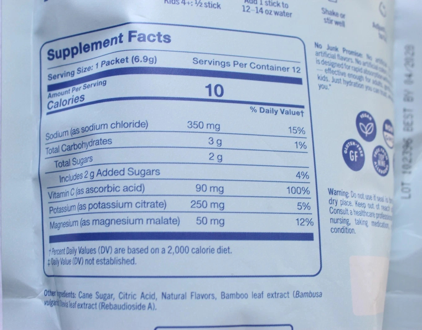 first day Rapid Hydration Electrolyte Powder Lemon/Lime 12 Packets GF