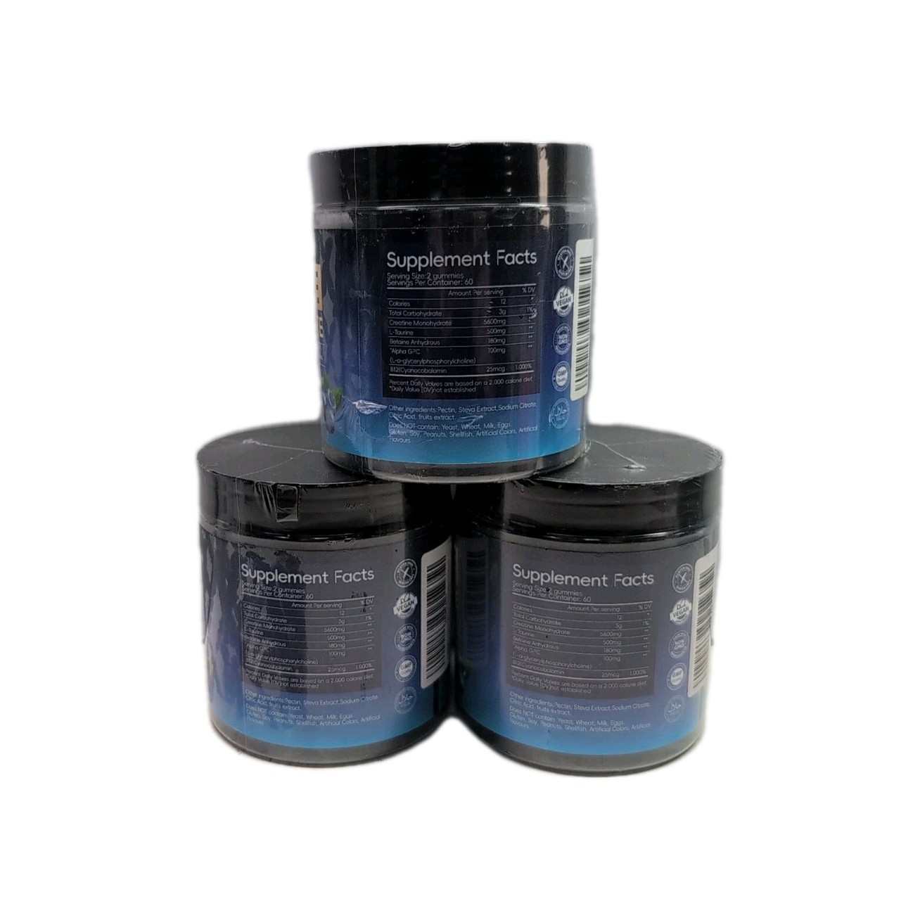 (3) Creatine Monohydrate – 120 Gummies Each- Blueberry 5600mg Per Serving