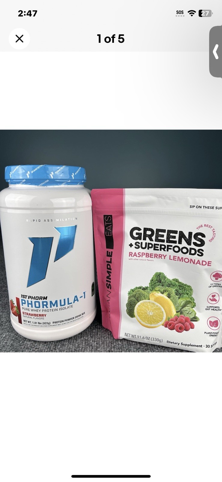 Clean Simple Eats Greens Rasp 🍋ade & 1st Phorm Strawberry Whey Protein Powder