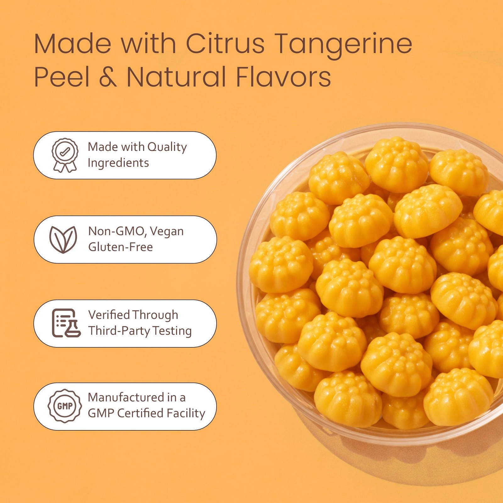 Creatine Monohydrate Gummies – 5g per Serving – Tangerine Flavor – 120 Gummie…