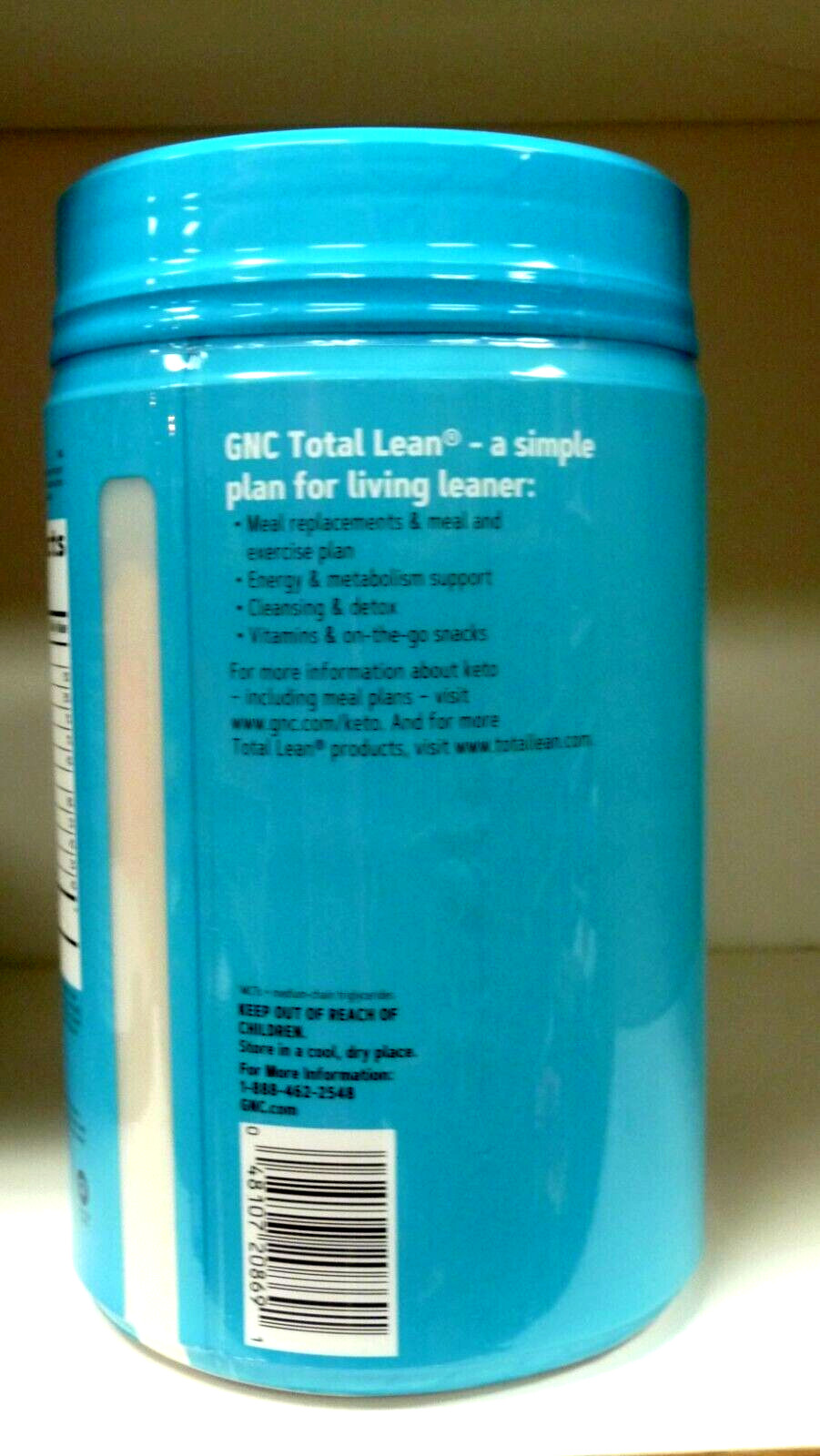 GNC Total Lean KETO Protein dietary Supplement CHOCOLATE flavor 21.16 oz 25 serv