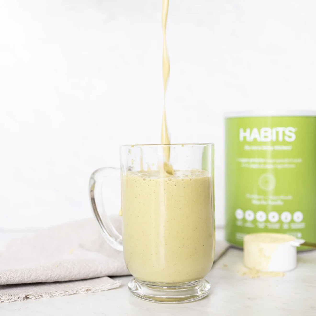HABITS Vegan Protein Matcha Vanilla Probiotic 488g Not A Fancy Kitchen Non-GMO