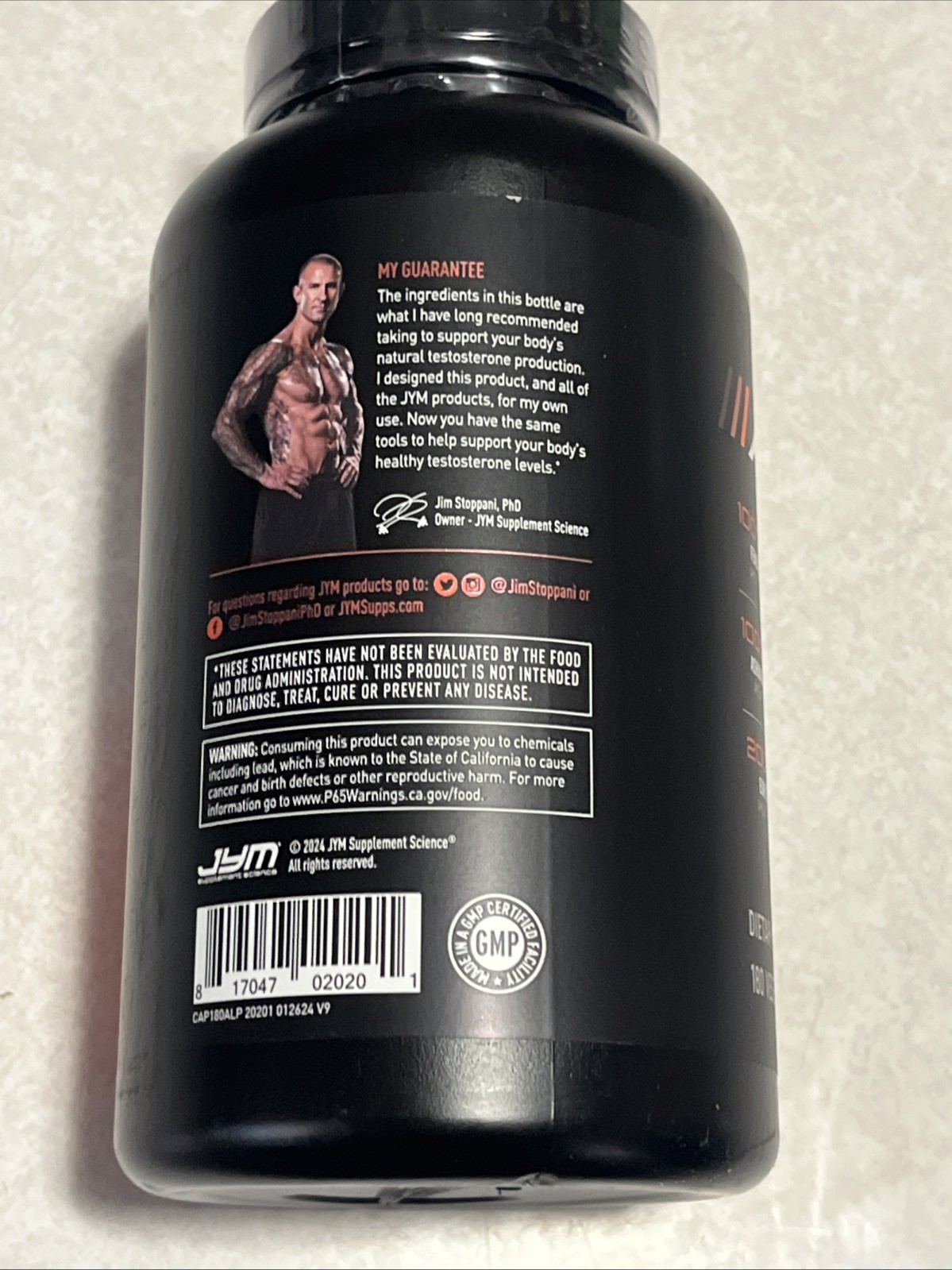 Jym Supplement Alpha 180 Capsules Testo Support Exp 2028