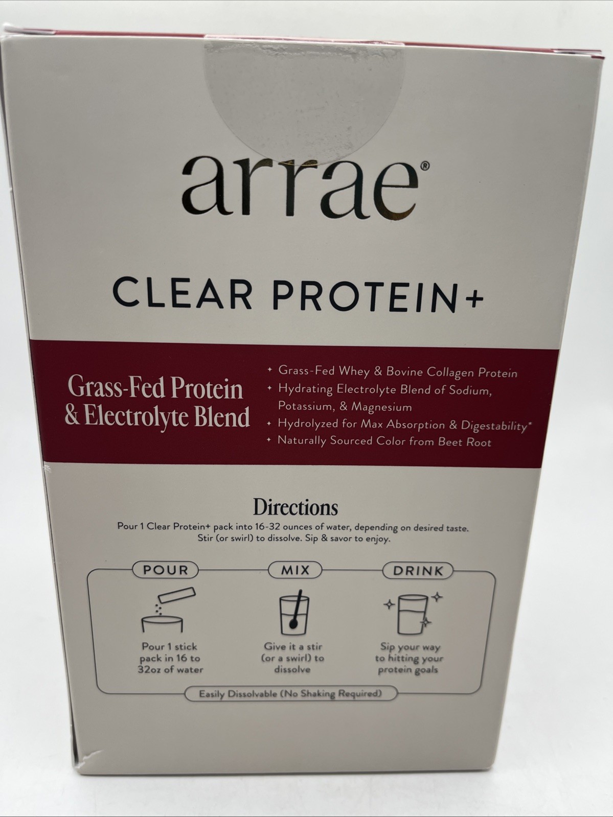Arrae Clear Protein+ Raspberry Yuzu – 14 Stick Packs (Grass-Fed Whey, Collagen