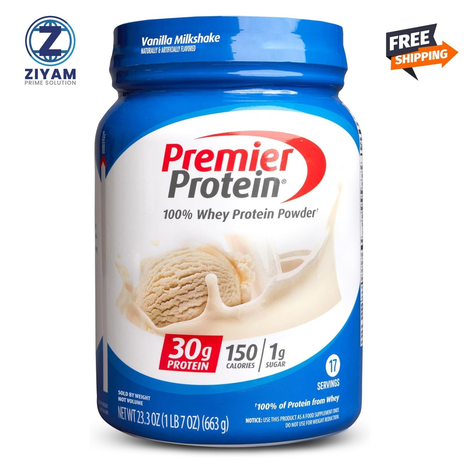 Premier Protein Powder, Vanilla Milkshake, 30g Protein, 2.51 pound