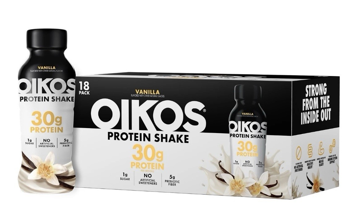 Oikos Vanilla Protein Shake 18-Pack, 30g Protein per 12oz Bottle